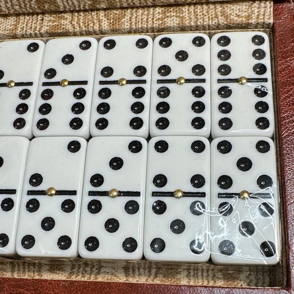 Italfama leatherette double Domino Set made in Italy - Picture 7 of 16